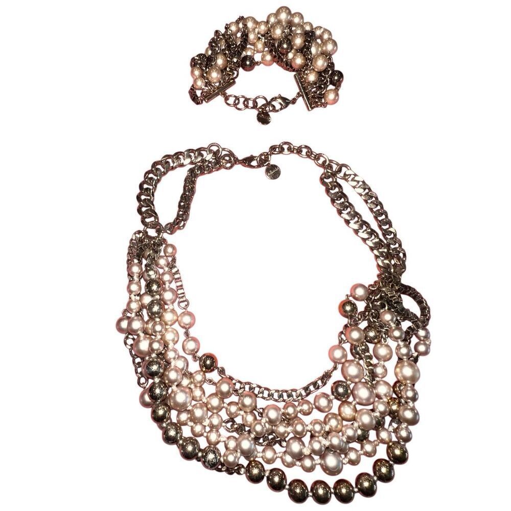 Stella & Dot Women's LuciaStatement Necklace and Bracelet Set Gold-tone OS - Picture 1 of 4